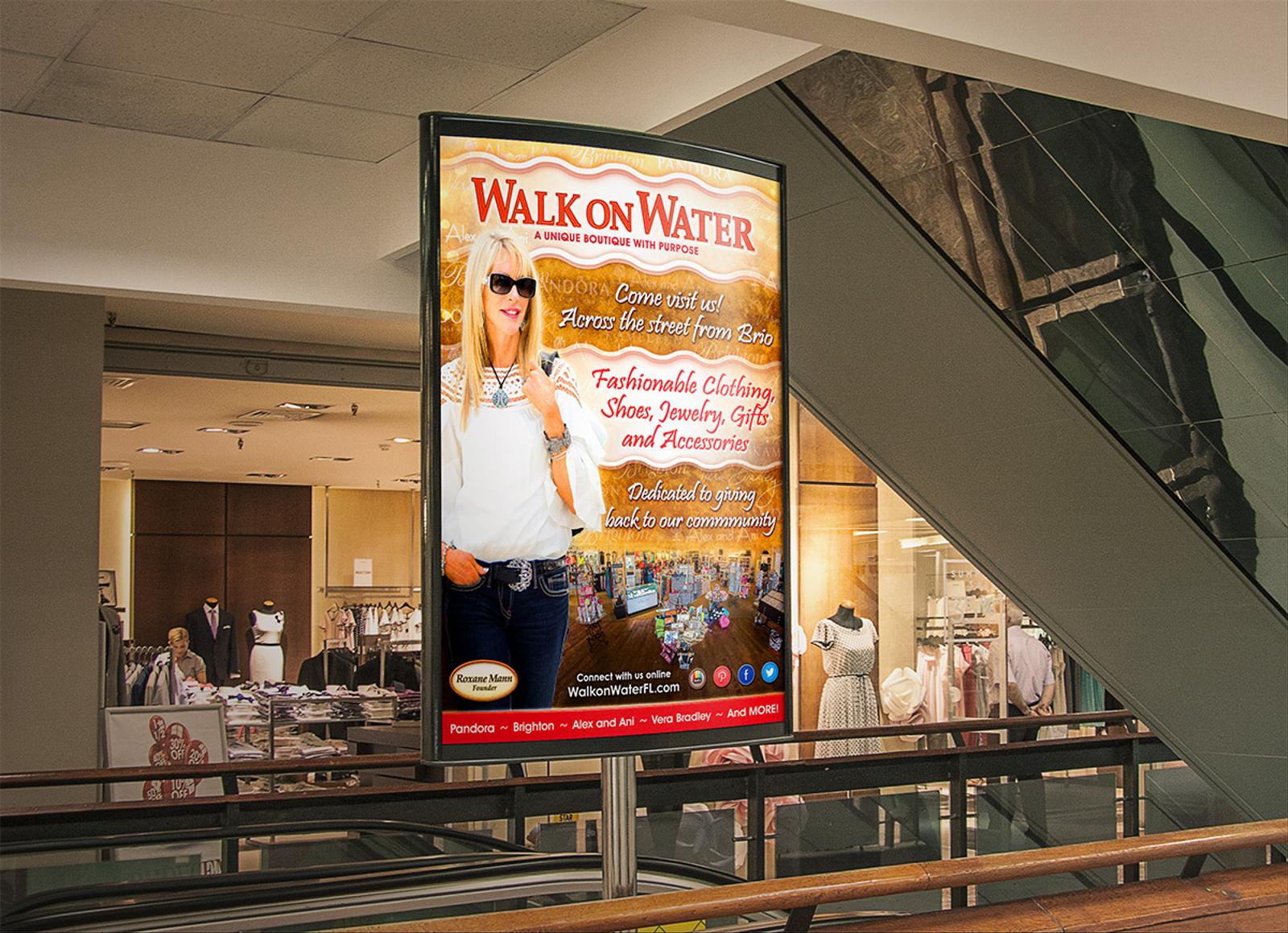 Large poster advertising a store location